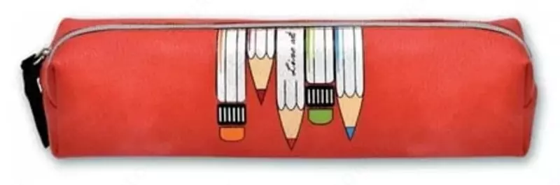  Пенал - футляр для канцтоваров Феникс Карандаши на красном  1 отд  205 х 50 х 40 мм  текстиль (Арт. - 46560) - 