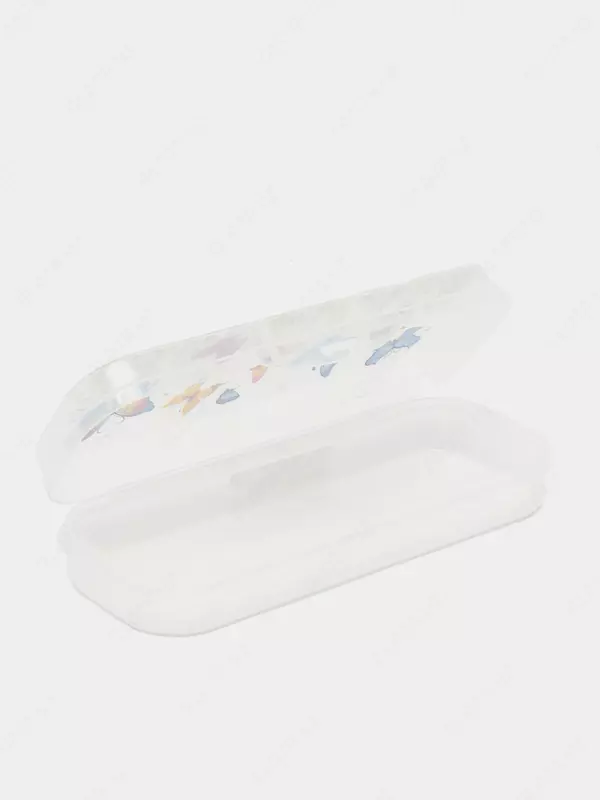   Пенал - футляр для канцтоваров Стамм Бабочки  1 отд  215 х 90 х 43 мм  пластик (Арт. - ПН100) Прозрачный