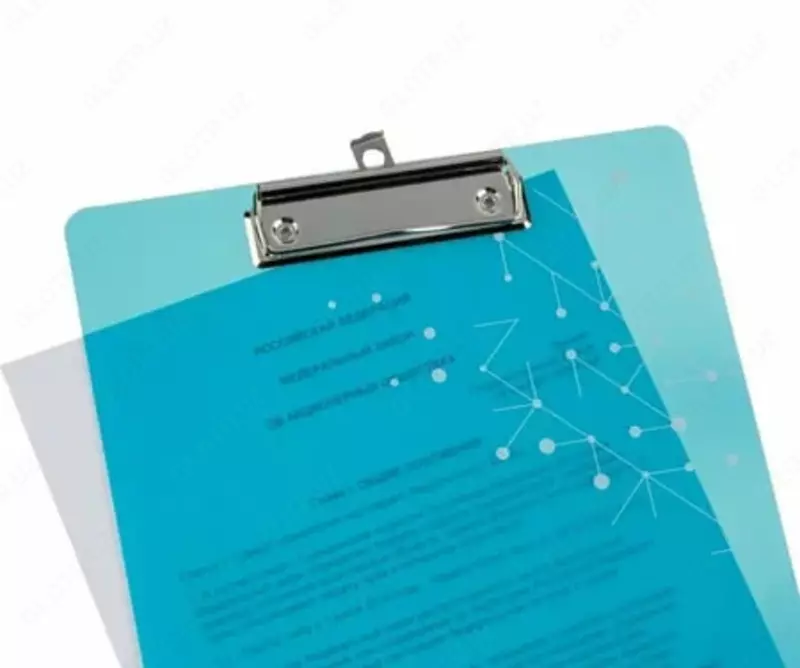  Папка-планшет (верхний зажим) Deli А4  600 мкм   220 х 310 х 1.5 мм (Арт. - 75632-EF) Бирюзовая - 