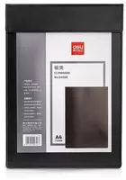 Papka-planshet (yuqori magnit klip) Deli A4  davo. teri  220 x 310 x 2 5 mm (Art. - 64506) Qora