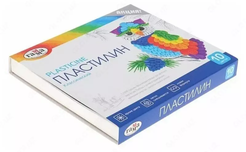 Art plastilin Gamma Classic  10 ta rang  200 gr.  stek  kartalar. paket (- 281032-modda)