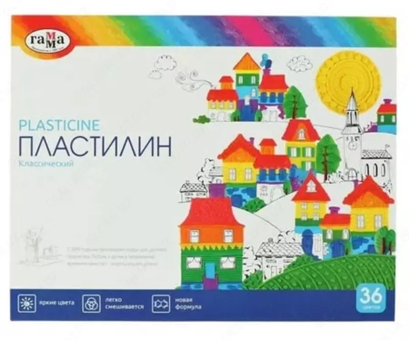 Художественный пластилин Гамма Классический  36 цв.  720 гр.  стек  карт. уп (Арт. - 281037)