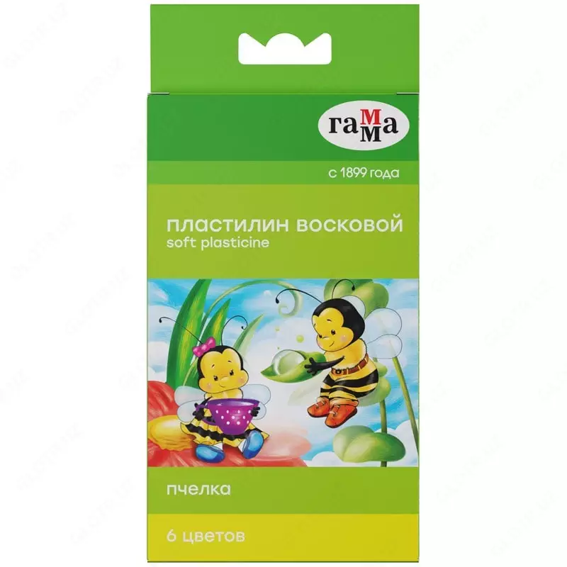 Художественный восковой пластилин Гамма Пчелка  6 цв.  74 гр.  стек  карт. уп (Арт. - 280029Н)