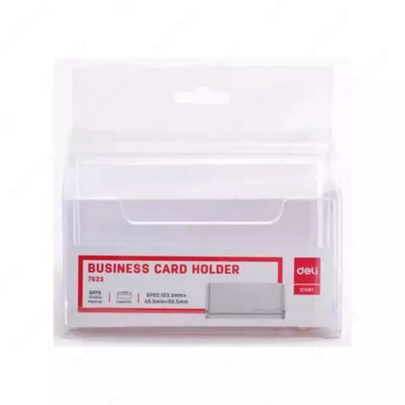   Подставка для карт и визиток Deli  пластик  103 х 82 х 38 мм (Арт. - 7623) Прозрачный