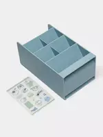   Подставка - органайзер Deli 8 секций  пластик  205 x 120 x 91 мм  уп. ПВХ (Арт. - 8939-bl) Голубая