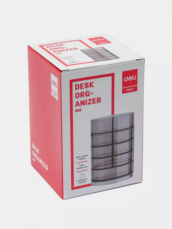   Подставка - органайзер для письменных принадлежностей Deli 7 секций  пластик  135 x 90 х 90 мм  карт. уп (Арт. - 904) Прозрачный/тониров.