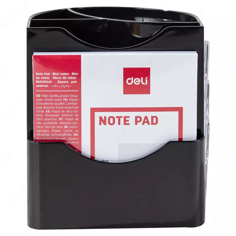  Подставка - органайзер для письменных принадлежностей Deli 7 секций  пластик  106 x 98 x 94 мм  карт. уп (Арт. - 9133) Черный/прозр. - 