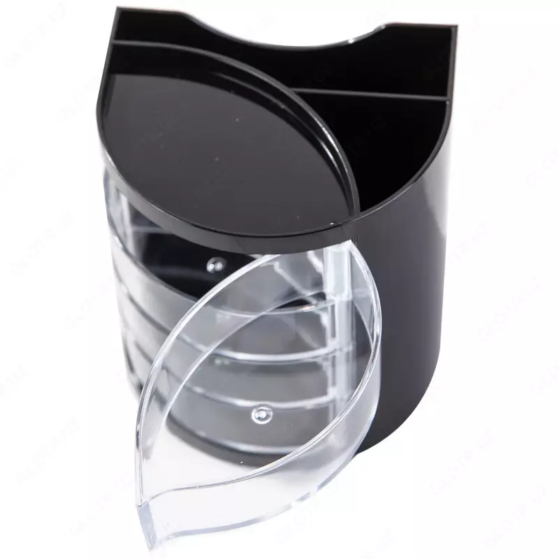   Подставка - органайзер для письменных принадлежностей Deli 7 секций  пластик  106 x 98 x 94 мм  карт. уп (Арт. - 9133) Черный/прозр.