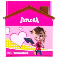 Подставка - органайзер для письменных принадлежностей Deli Explora  4 секции  пластик  78.4 x 77.5 x 93.4 мм  ПВХ бокс (Арт. - 9138) Цв. ассорти