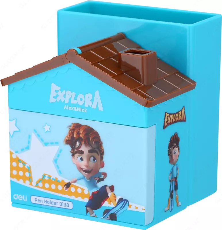  Подставка - органайзер для письменных принадлежностей Deli Explora  4 секции  пластик  78.4 x 77.5 x 93.4 мм  ПВХ бокс (Арт. - 9138) Цв. ассорти - 