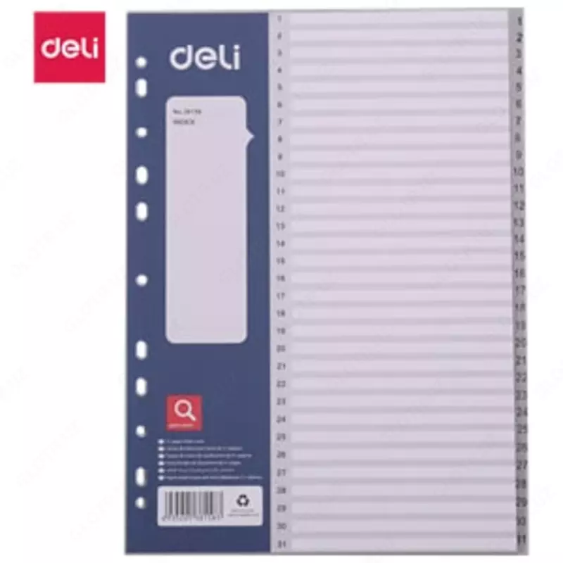 Пластиковый цветной разделитель Deli А4  1-31 цв. (Арт. - 38158) Ассорти