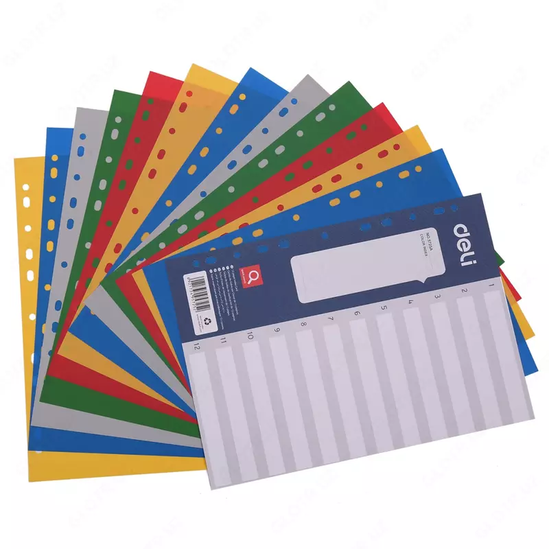  Пластиковый цветной разделитель Deli А4  1-31 цв. (Арт. - 38158) Ассорти - 