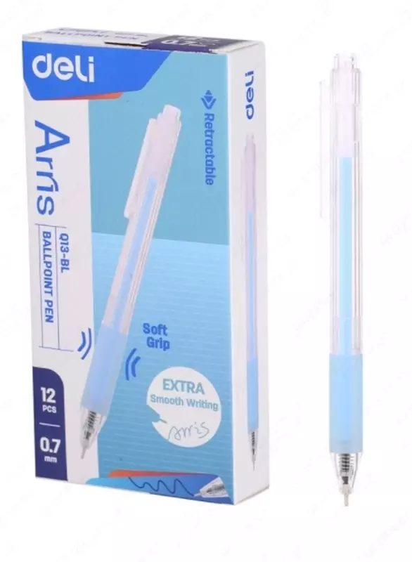  Avtomatik sharikli qalam Deli Arris  0 7 mm  kok (Art.- 13-EQbl) Shaffof/kok - 