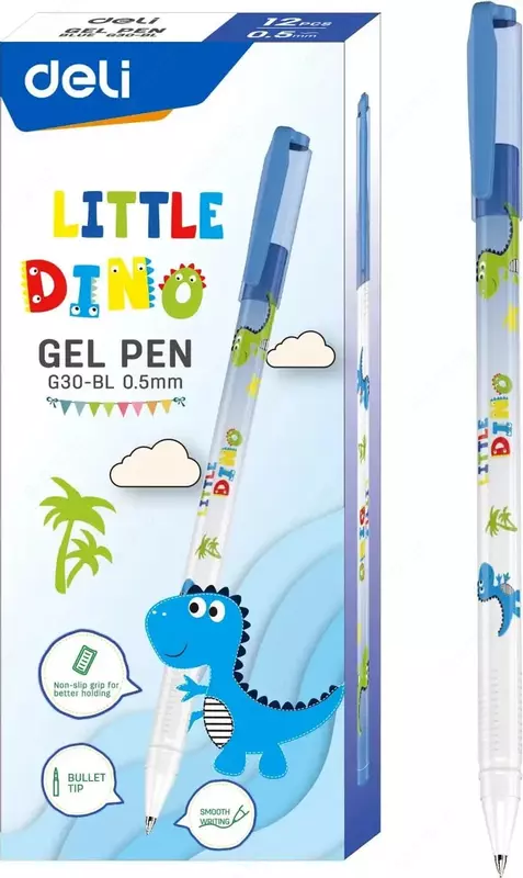   Гелевая ручка Deli Little Dino  0.5 мм  синяя (Арт.- 30-EG-bl) Цв. ассорти