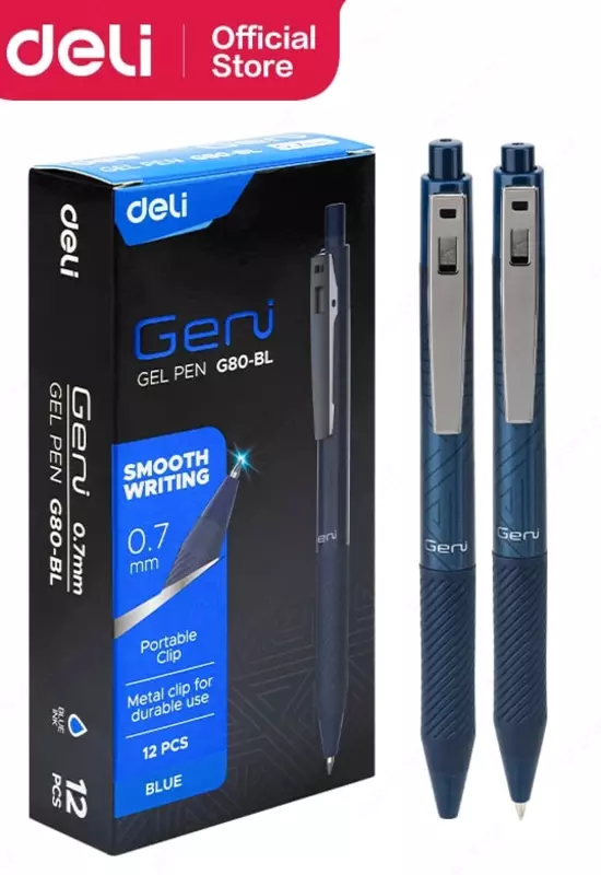  Avtomatik gel qalam Deli Geri  0 7 mm  kok (Art. - 80-BL-EG) Chakana savdo