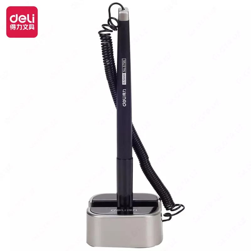 Ручка гелевая одноразовая на подставке Deli 0.7 мм  черная (Арт.- 6797bk)