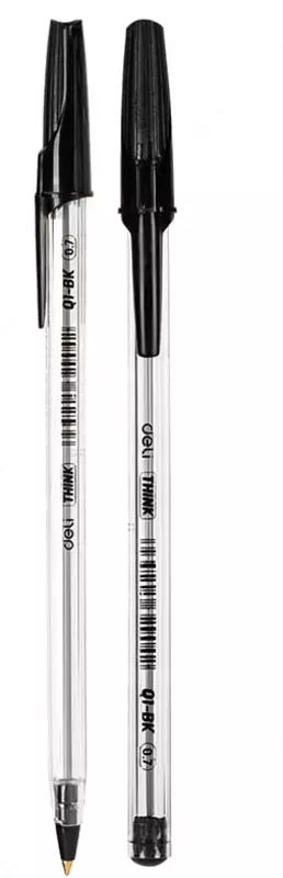 Sharikli qalam Deli Think  0 7 mm  qora (Art.-Q1-BK) Shaffof