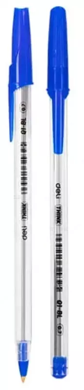Шариковая ручка Deli Think  0.7 мм  синяя (Арт.- Q1-BL) Прозрачная