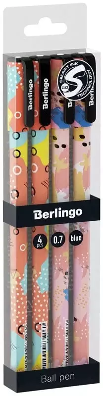   Sharikli qalam Berlingo Memfis  0 7 mm  kok  4 dona. (Art.- CBp_70S04_4) Pol. turli xil