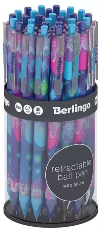   Шариковая автоматическая ручка Berlingo Retro Future  0.7 мм  синяя (Арт.- CBp_07S08) Цв. ассорти