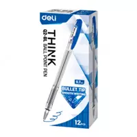  Шариковая ручка Deli Think  0.7 мм  синяя (Арт.- 2-EQ-BL) Прозрачная Только в розницу