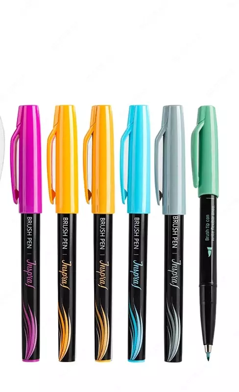 Художественный набор ручек-кисть Deli Inspira  капиллярная  0.5 мм  6 цв. (Арт.- 304-EU) Цв. ассорти