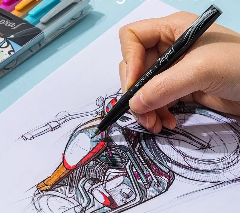   Художественный набор ручек-кисть Deli Inspira  капиллярная  0.5 мм  6 цв. (Арт.- 304-EU) Цв. ассорти