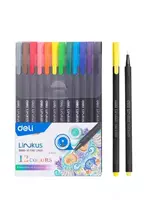 Qalam-layner Deli FINE LINER  kapillyar  0 45 mm  12 rang. (Mad.- 90012-EQ) Pol. turli xil