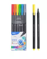 Ручка-лайнер Deli FINE LINER  капиллярная  0.45 мм  6 цв. (Арт.- 90006-EQ) Цв. ассорти