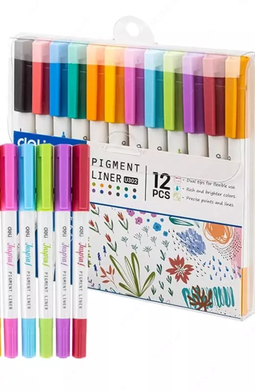  Kapillyar qalamlar toplami Deli Inspira  pigment  0 5 mm  12 rang. (m.- 302-EI) Pol. turli xil - 