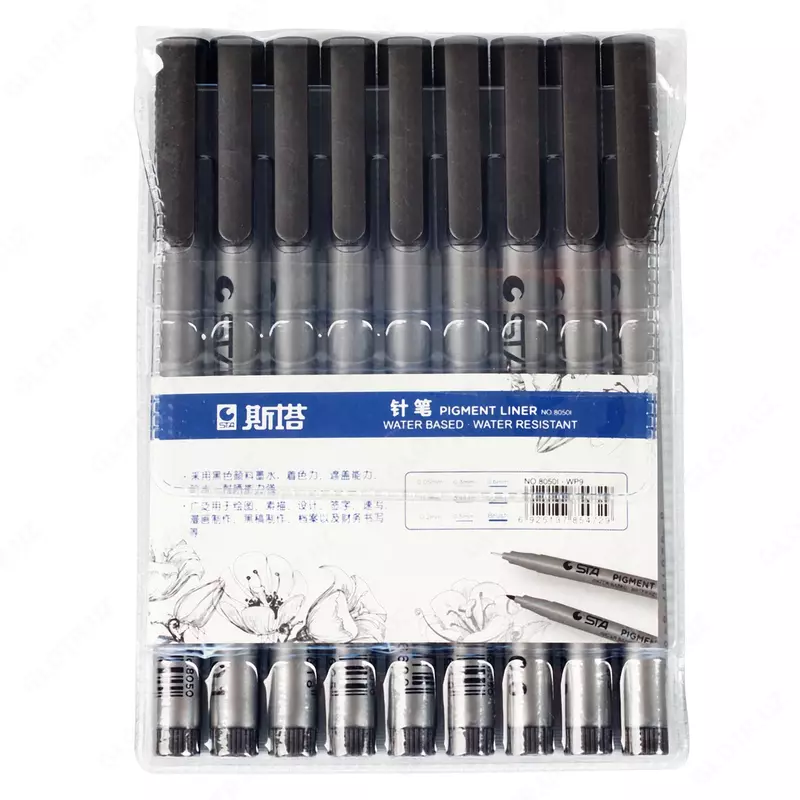 Ручка-лайнер для скетчинга Deli STA 005-06  пигмент  0.05-0.8 мм  7шт. (Арт.- 909-EQ) Черная