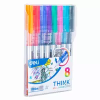  Набор ручек-роллер Deli THINK  0.5 мм  8 цв.  стреловидный наконечник (Арт.- 300-8C-Q) Цв. ассорти - 