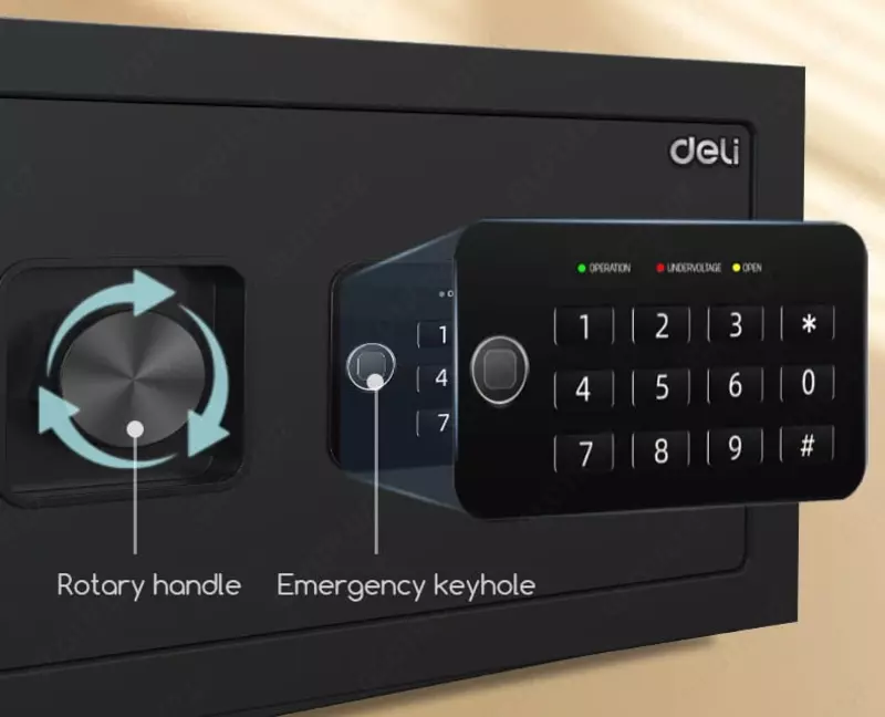   Ofis raqamli seyfi Deli ET531  200 x 420 x 370 mm  kod  2 murvat (Art. - 531-ET) Qora