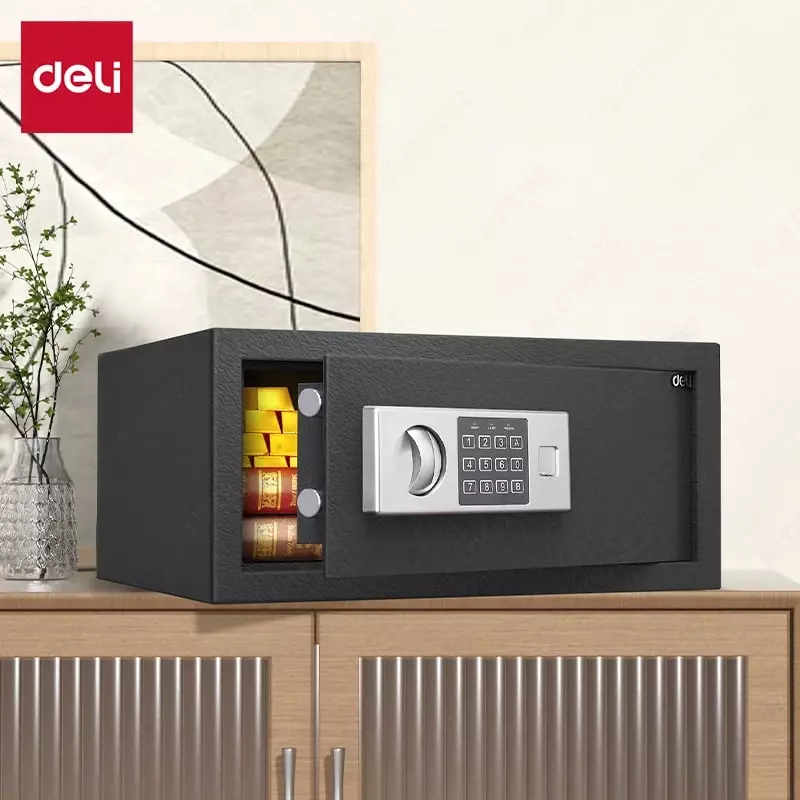 Ofis raqamli seyfi Deli ET522  200 x 430 x 350 mm  kod  2 murvat (Art. - 522-ET) Qora