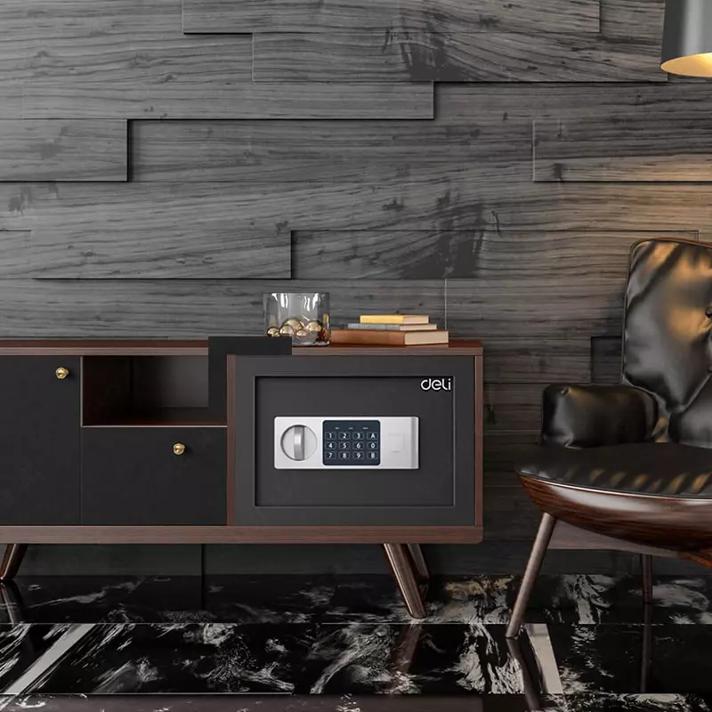  Ofis raqamli seyfi Deli 250 x 350 x 250 mm  kod  3 murvat (Art. - 92620) Qora Chakana savdo