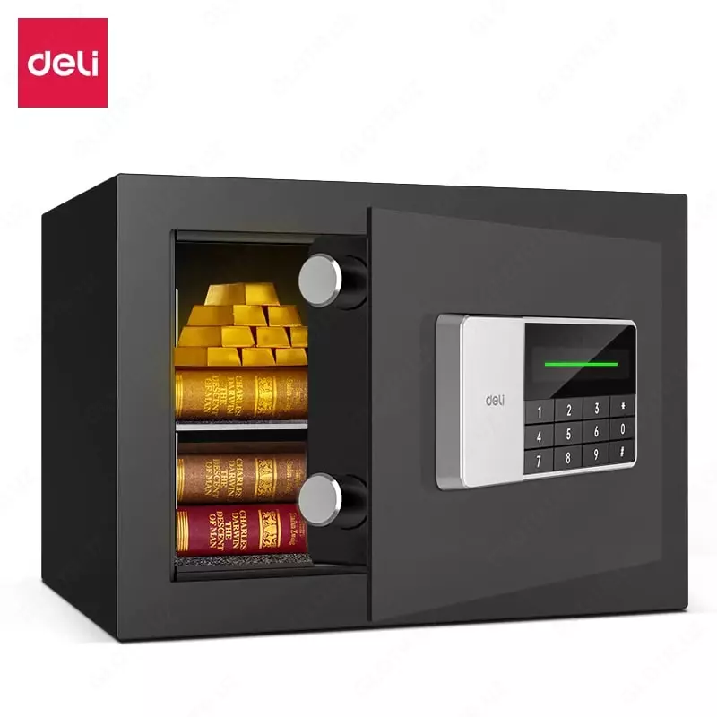 Ofis raqamli seyfi Deli ET550  250 x 350 x 250 mm  kod  2 murvat  LED displey. (Art. - 550-ET) Qora