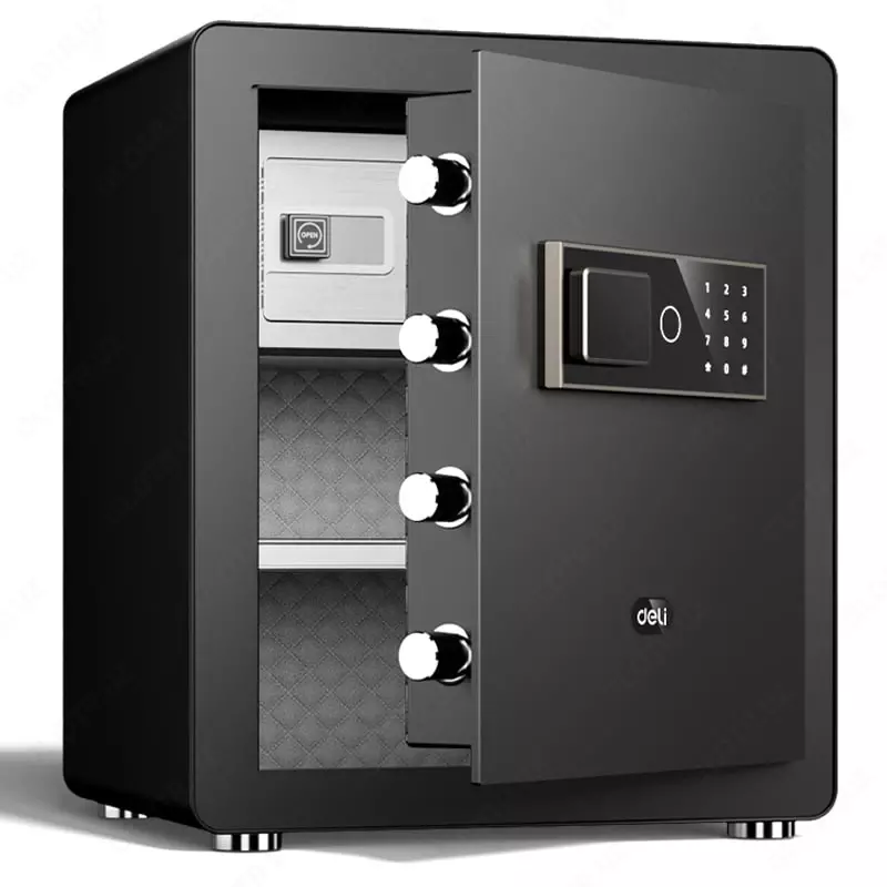 Deli ET571 sensorli panelli raqamli ofis seyfi  450 x 380 x 320 mm  kod  4 murvat  mato (Art. - 571-ET) Qora