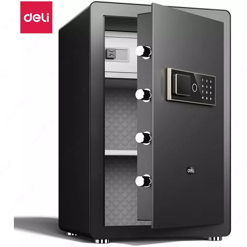 Deli ET572 sensorli panelli raqamli ofis seyfi  600 x 380 x 360 mm  kod  4 murvat  mato (Art. - 572-ET) Qora