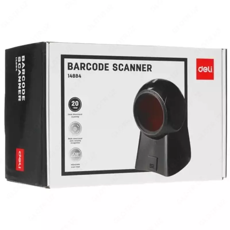  Simli shtrix-kod skaneri (ish stoli) Deli E14884  bir olchovli  1D formati (Art. - 14884) Qora Chakana savdo