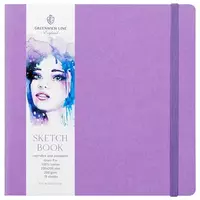 Альбом - Скетчбук для акварелиGreenwich Line  200 х 200 мм  100% х/б  18 л  200 г/м2  резинка-застежка (Арт. - SkBWI_37658)