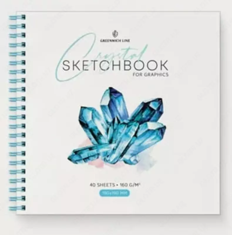 Альбом - Скетчбук для графики и эскизов Greenwich Line Crystal. Arctic Stone  190х190 мм  160 г/м2  40 л.  гребень (Арт. - SkBG_45784)