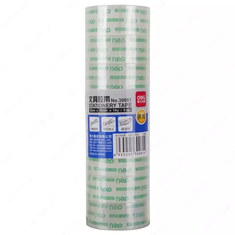   Клейкая канцелярская лента Deli 18 мм х 14 м  одностор. (Арт. - 30061) Прозрачная