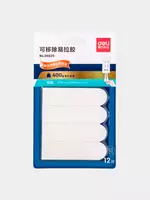 Yopishqoq lenta toplami Deli 20 x 70 mm  ikki tomonlama  12 dona. (30025-modda) Oq