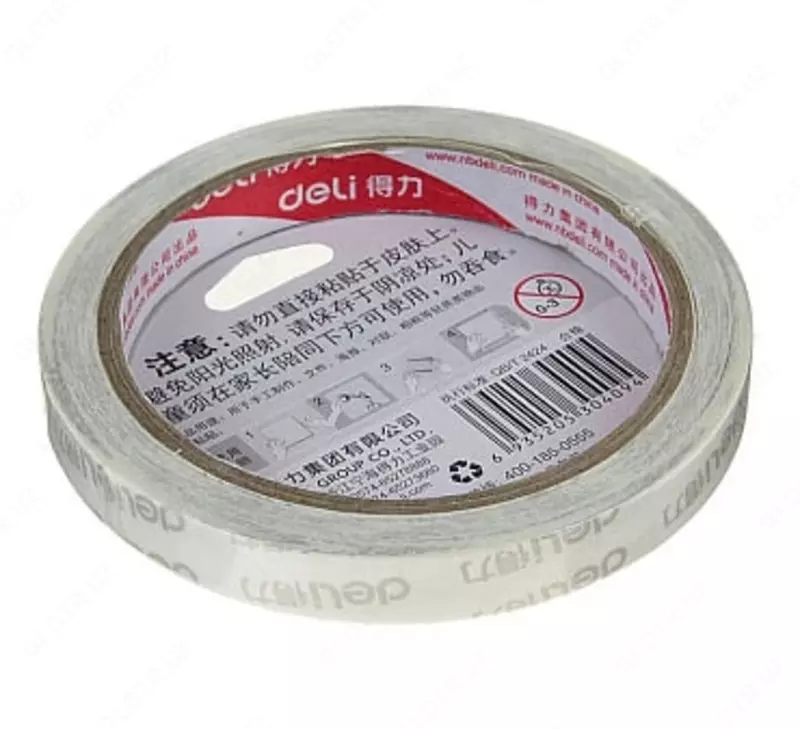  Yopishqoq universal lenta Deli 12 mm x 10 m  ikki tomonlama. (m. - 30409) Oq - 