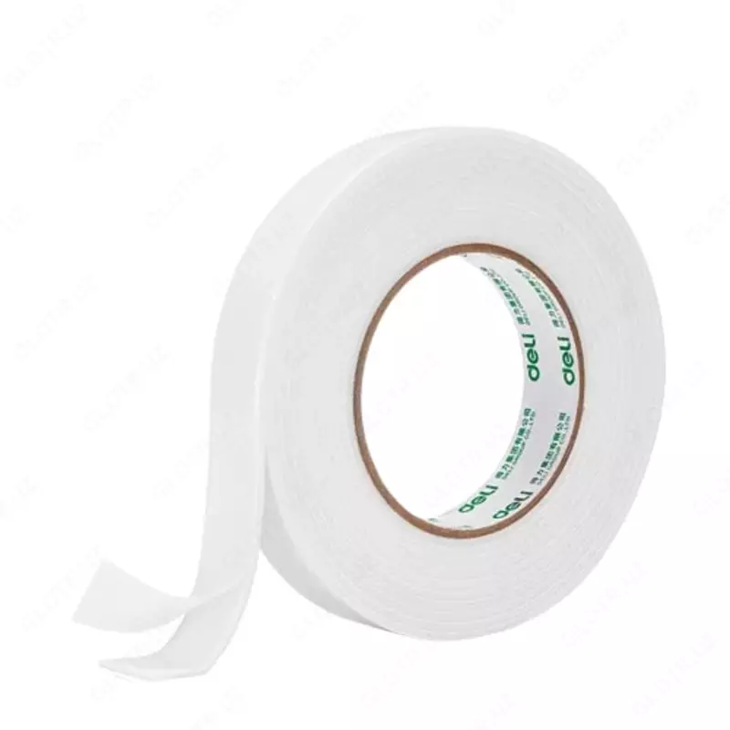  Клейкая универсальная лента Deli 24 мм х 5 м  двухстор.  уп. ПЭ (Арт. - 30412) Белая - 