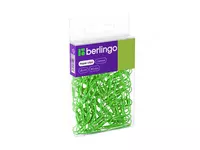 Упаковка цветных канцелярских скрепок Berlingo 28 мм  100 шт.  ПВХ уп. (Арт.- DBs_28100b) Зеленые