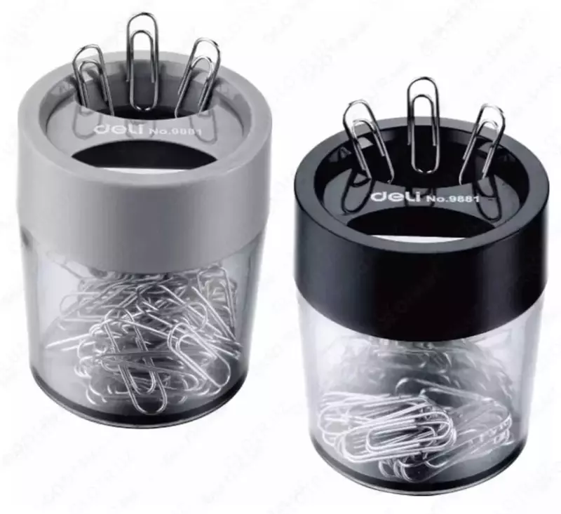 Магнитная пластиковая скрепочница Deli Essential  d 58 х 75 мм  карт. уп. (Арт. - 9881) Ассортимент