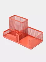  Подставка - органайзер для письменных принадлежностей Deli 3 секции  металл. сетка  80 x 80 x 90 мм  карт. уп (Арт. - 9154) Цв. ассорти - 