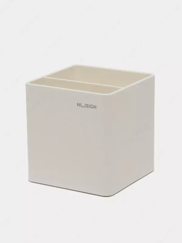  Пластиковый стакан для ручек Deli Nusign  2 секц.  84 x 84 x 86 мм  карт. уп. (Арт. - 011-NS-wt) Белый - 