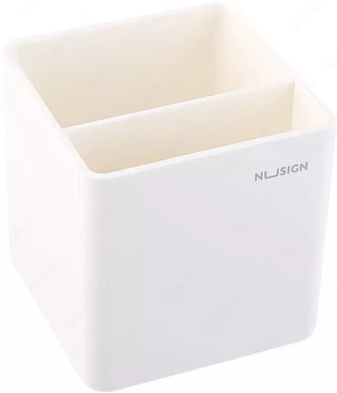   Пластиковый стакан для ручек Deli Nusign  2 секц.  84 x 84 x 86 мм  карт. уп. (Арт. - 011-NS-wt) Белый